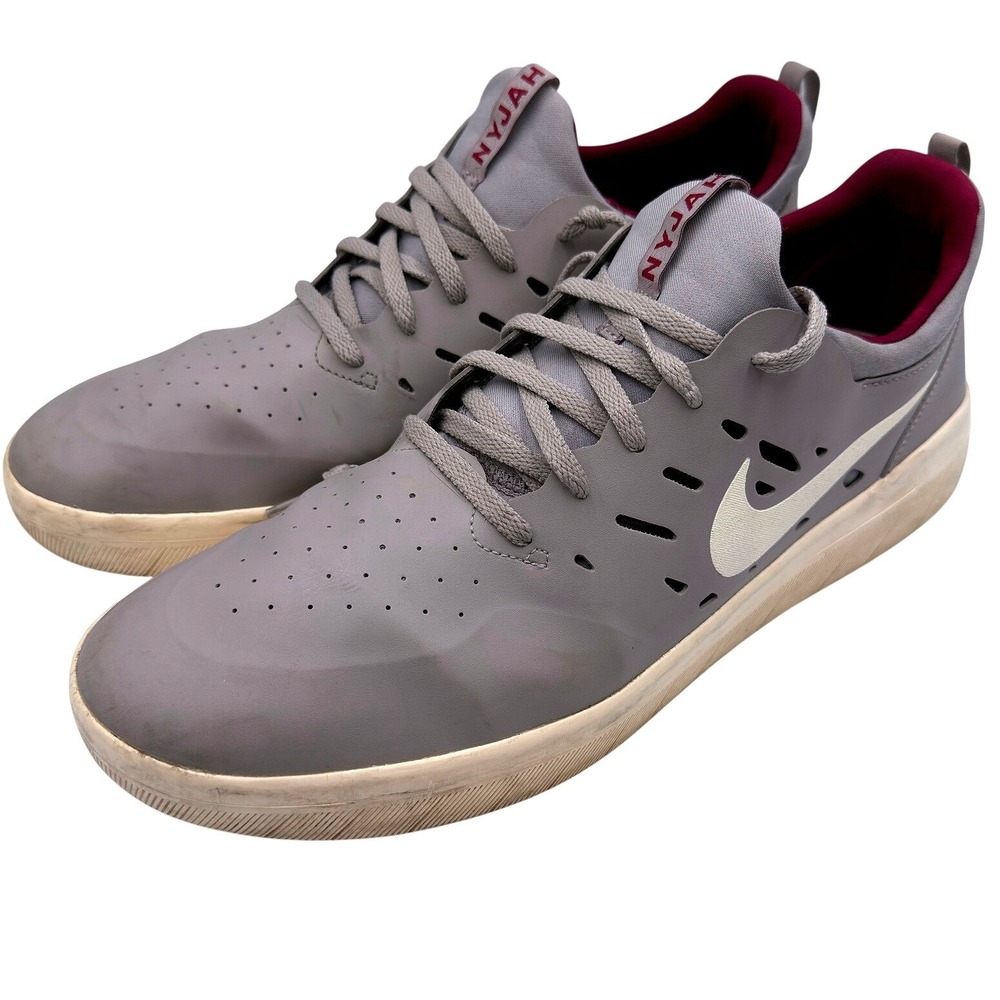 Nike SB Nyjah Free Atmosphere Grey Burgundy Skate Shoes AA4272-004 Mens 13